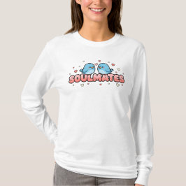 ソウルメイト: かわいい青い鳥の淡い色の愛 Tシャツ