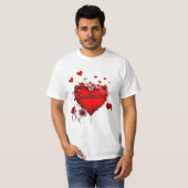 ソウルメイト、赤いハートと花のTシャツ Tシャツ (正面フル)