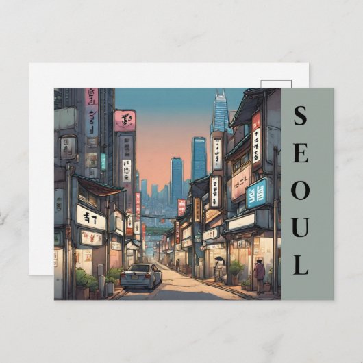 ソウルヴィンテージ韓国旅行アジアの街並み ポストカード (正面/裏面)
