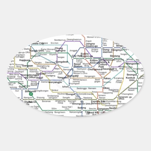 ソウル地下鉄の地図 楕円形シール (正面)