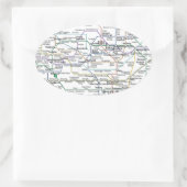 ソウル地下鉄の地図 楕円形シール (バッグ)