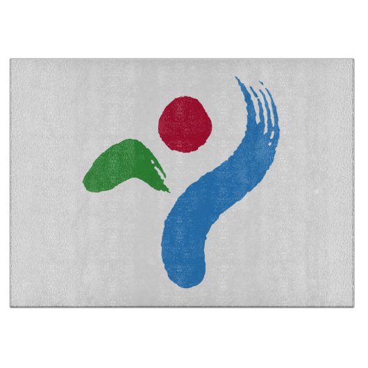 ソウル市旗のガラス製まな板 カッティングボード (正面)