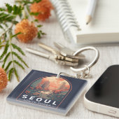 ソウル韓国イラストレーションアートヴィンテージバッジ キーホルダー (正面右)
