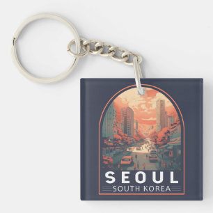ソウル韓国イラストレーションアートヴィンテージバッジ キーホルダー