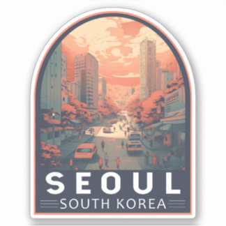 ソウル韓国イラストレーションアートヴィンテージバッジ シール