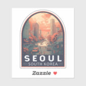 ソウル韓国イラストレーションアートヴィンテージバッジ シール (シート)