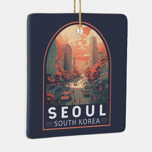 ソウル韓国イラストレーションアートヴィンテージバッジ セラミックオーナメント (右)