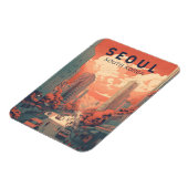 ソウル韓国イラストレーションアートヴィンテージ マグネット (左側)