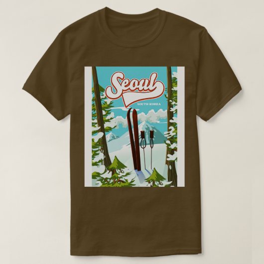 ソウル韓国スキー旅行ポスター Tシャツ (デザイン正面)