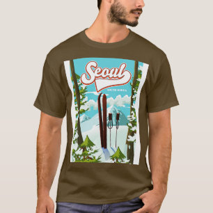 ソウル韓国スキー旅行ポスター Tシャツ