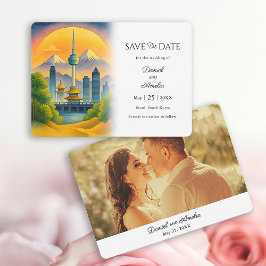 ソウル韓国セーブ・ザ・デートカード(旅行をテーマにした結婚式招待状) セーブザデート