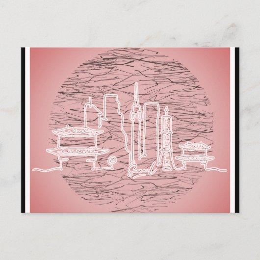 ソウル韓国ピンクシティスカイライントラベル ポストカード (正面)