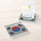 ソウル韓国国旗グリッター ガラスコースター (アングル)