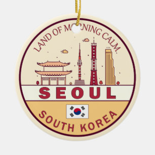 ソウル韓国市スカイラインエンブレム セラミックオーナメント