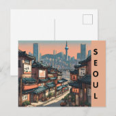 ソウル韓国市ヴィンテージ旅行レトロ通り ポストカード (正面/裏面)