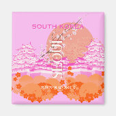 ソウル韓国旅行アートピンク マグネット (正面)