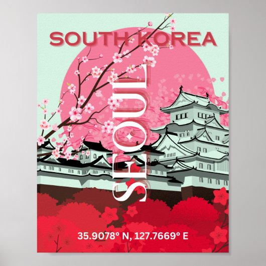 ソウル韓国旅行アート ポスター (正面)