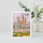 ソウル韓国有名な旅行水の色のスケッチ ポストカード (スタンド正面)