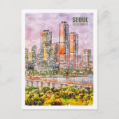 ソウル韓国有名な旅行水の色のスケッチ ポストカード (正面)