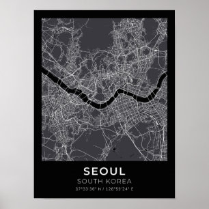 ソウル韓国黒人市地図ポスター ポスター