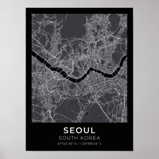 ソウル韓国黒人市地図ポスター ポスター