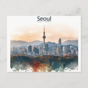 ソウル韓国 水彩旅行アート ポストカード