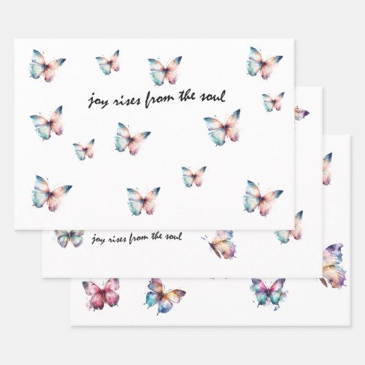 ソウル・バタフライからアクアパープルジョイが咲く ラッピングペーパーシート (セット)
