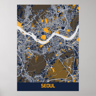 ソウル – 韓国ブルーフレッシュ市地図 ポスター
