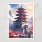ソウル 韓国 アート ビンテージ 旅行 イラスト ポストカード (正面)
