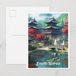 ソウル 韓国 アート ビンテージ 旅行 イラスト ポストカード