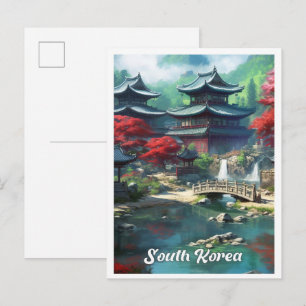 ソウル 韓国 アート ビンテージ 旅行 イラスト ポストカード