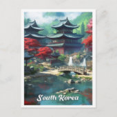 ソウル 韓国 アート ビンテージ 旅行 イラスト ポストカード (正面)