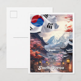 ソウル 韓国 アート ビンテージ 旅行 イラスト ポストカード