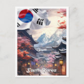 ソウル 韓国 アート ビンテージ 旅行 イラスト ポストカード (正面)