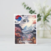 ソウル 韓国 アート ビンテージ 旅行 イラスト ポストカード (スタンド正面)
