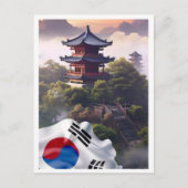 ソウル 韓国 アート ビンテージ 旅行 イラスト ポストカード (正面)