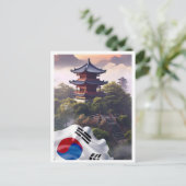 ソウル 韓国 アート ビンテージ 旅行 イラスト ポストカード (スタンド正面)