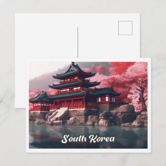 ソウル 韓国 アート ビンテージ 旅行 イラスト ポストカード (正面/裏面)