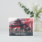 ソウル 韓国 アート ビンテージ 旅行 イラスト ポストカード (スタンド正面)