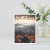ソウル 韓国 アート ビンテージ 旅行 イラスト ポストカード (スタンド正面)