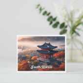 ソウル 韓国 アート ビンテージ 旅行 イラスト ポストカード (スタンド正面)