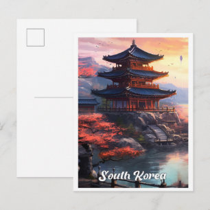 ソウル 韓国 アート ヴィンテージ 旅行 イラスト ポストカード