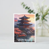 ソウル 韓国 アート ヴィンテージ 旅行 イラスト ポストカード (スタンド正面)