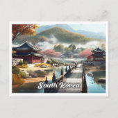 ソウル 韓国 アート ヴィンテージ 旅行 イラスト ポストカード (正面)
