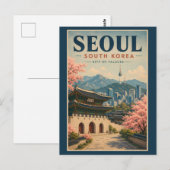 ソウル 韓国 イラスト 旅行 アート ヴィンテージ ポストカード (正面/裏面)