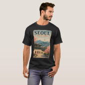 ソウル 韓国 イラスト 旅行 アート ヴィンテージ Tシャツ (正面フル)