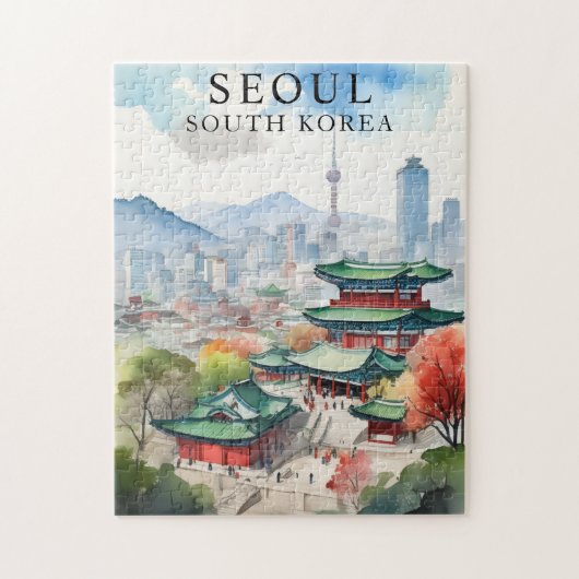 ソウル 韓国 ジグソーパズル ビンテージ トラベル (縦)