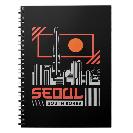 ソウル 韓国 モダン シルエット 旅行デザイン ノートブック (正面)