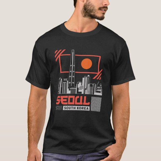 ソウル 韓国 モダン シルエット 旅行デザイン Tシャツ (正面)