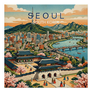 ソウル 韓国 旅行 アート ヴィンテージ ポスター